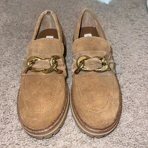 Steve Madden Suede Loafers with Gold Chain